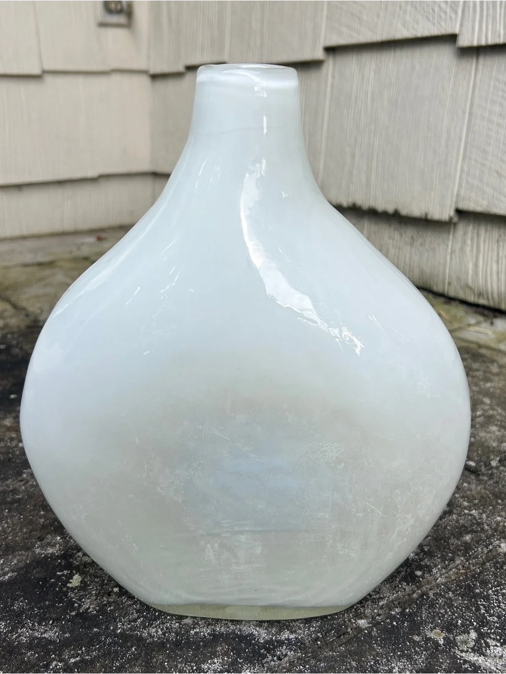 Pier 1 Art Glass Vase Cased White Opaque Applied Red Amberina Flower 11” Vintage